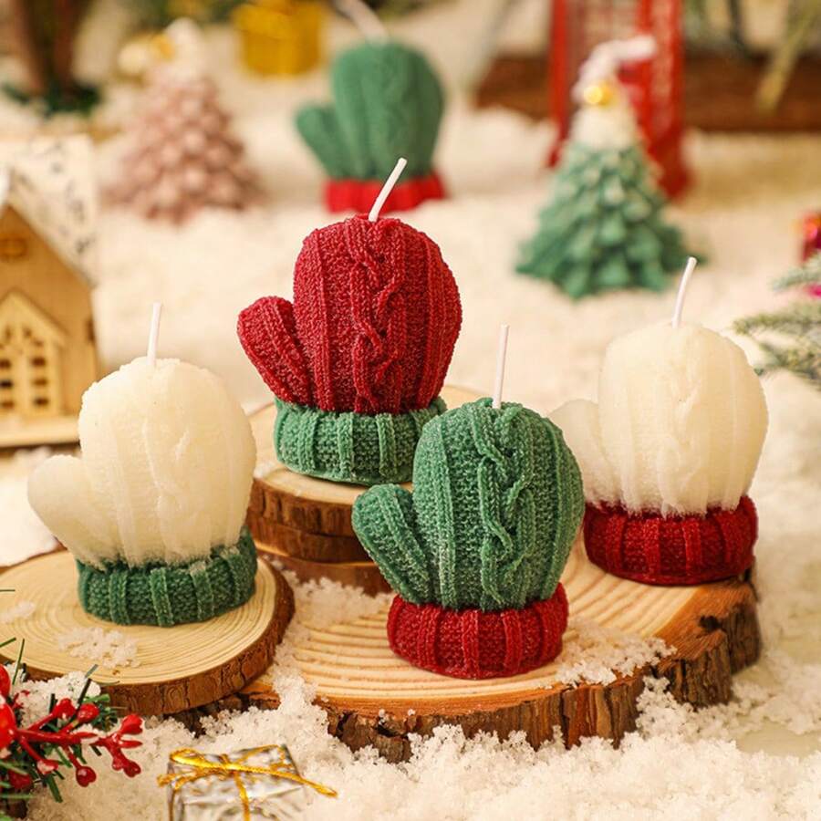 1 Peça de Molde de Silicone de Luva de Natal, Vela de Suéter, Decoração de Vela de Natal Feita à Mão, Decoração de Atmosfera de Feriado, Molde de Gesso, Resina, Cimento, Adequado para Presente de Natal, Festa, Aniversário, Casamento