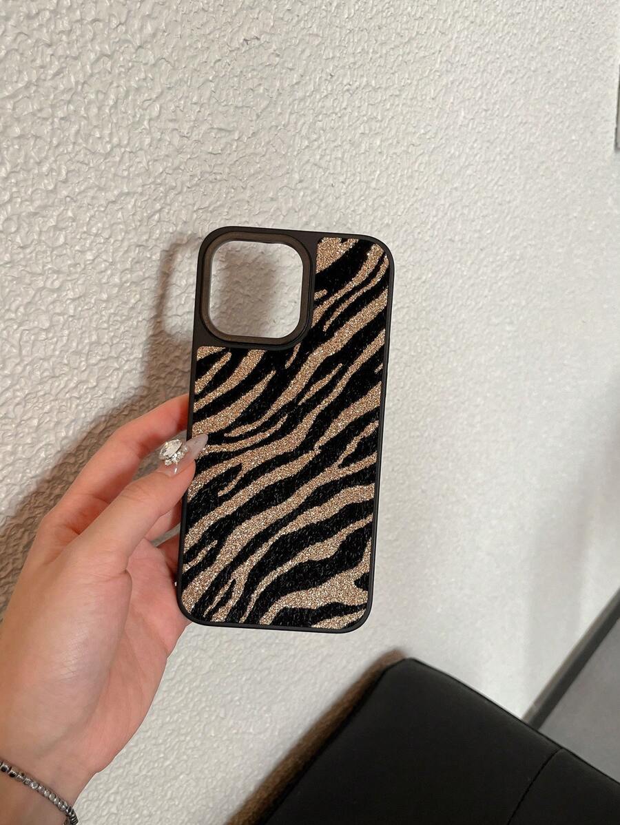 1pc Dual-Layer Leopard Patroon Pluche & Beschermend Telefoonhoesje, Compatibel met iPhone 7/8/7+/8+/XR/11/11 Pro Max/12/12 Pro/12 Pro Max/13 Pro Max/14 Pro Max/15 Pro Max/16 Pro Max, Geschikt voor Mannen En Vrouwen