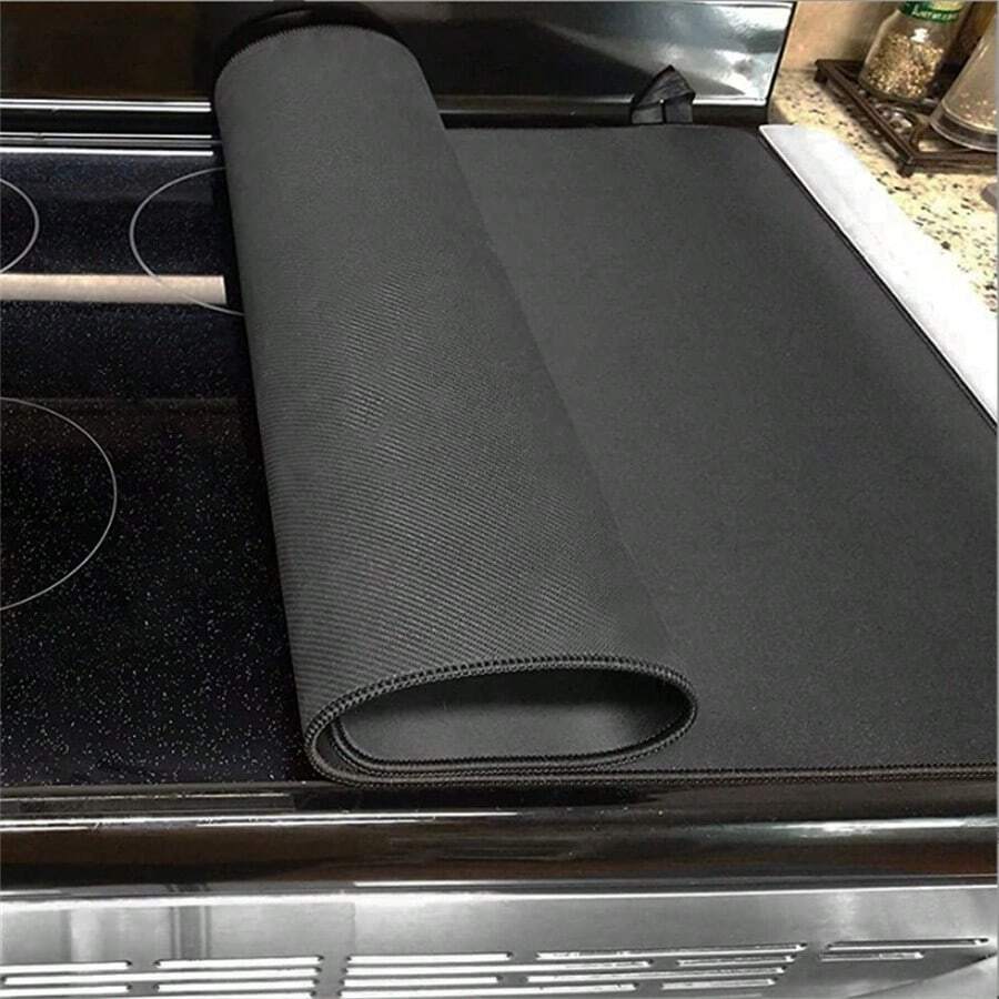 Tampas de Fogão para Fogão Elétrico, Capa de Silicone para Fogão de 28" x 20", Tampa de Cobertura de Vidro Cerâmico Dobrável para Fogão Elétrico, Tapete de Secagem de Pratos para Evitar Arranhões