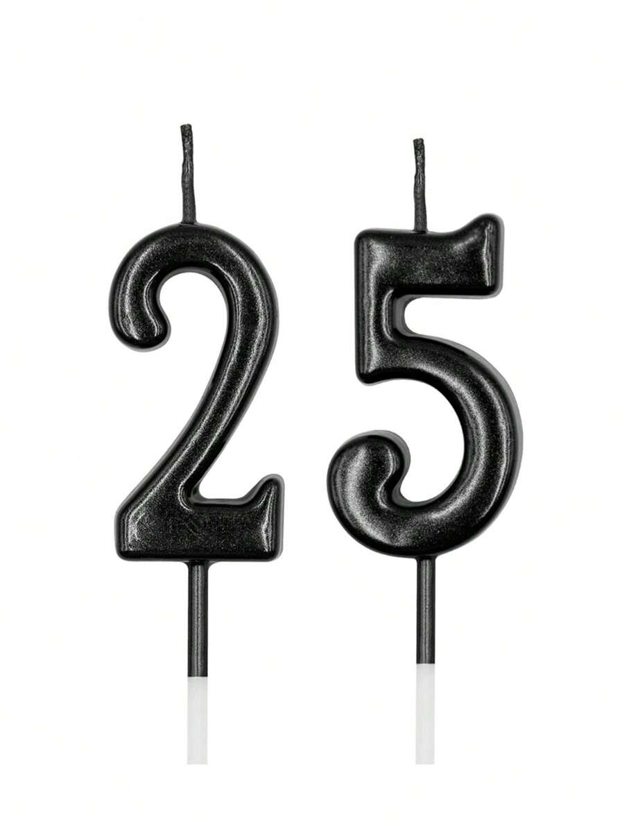 1 pieza Vela con números del 0 al 9 en color negro para decoración de tarta de cumpleaños, Vuelta al cole, Día de San Valentín