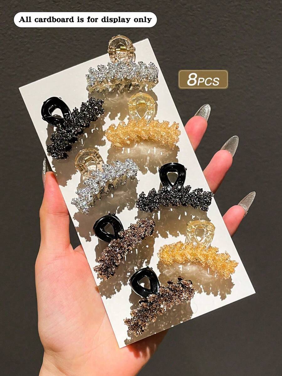 Set de 10 agrafe de păr elegante pentru femei, cu cristale, de mărime medie, potrivite pentru uz zilnic și la petreceri, cadou recomandat pentru accesorii de păr pentru sezonul școlar