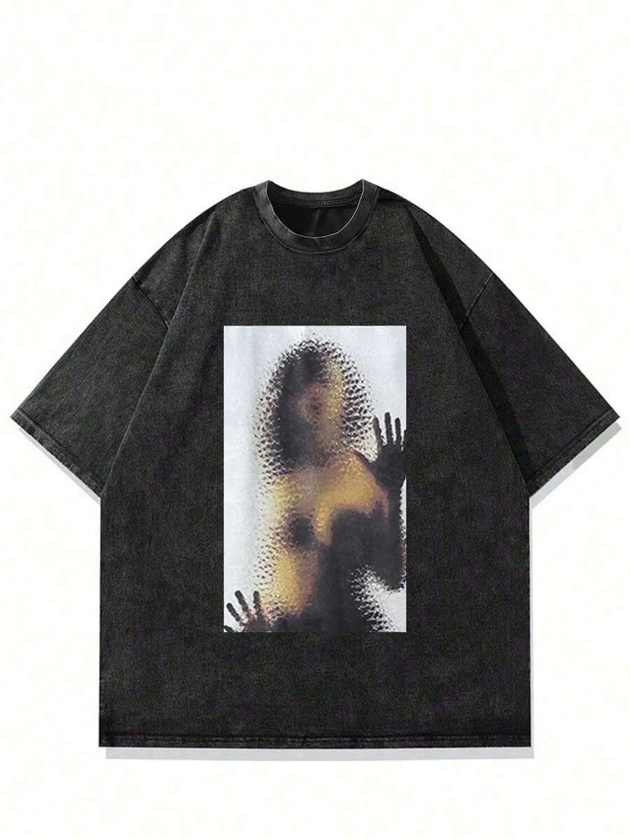 Camiseta gráfica de manga corta de cuello redondo casual de verano para hombre