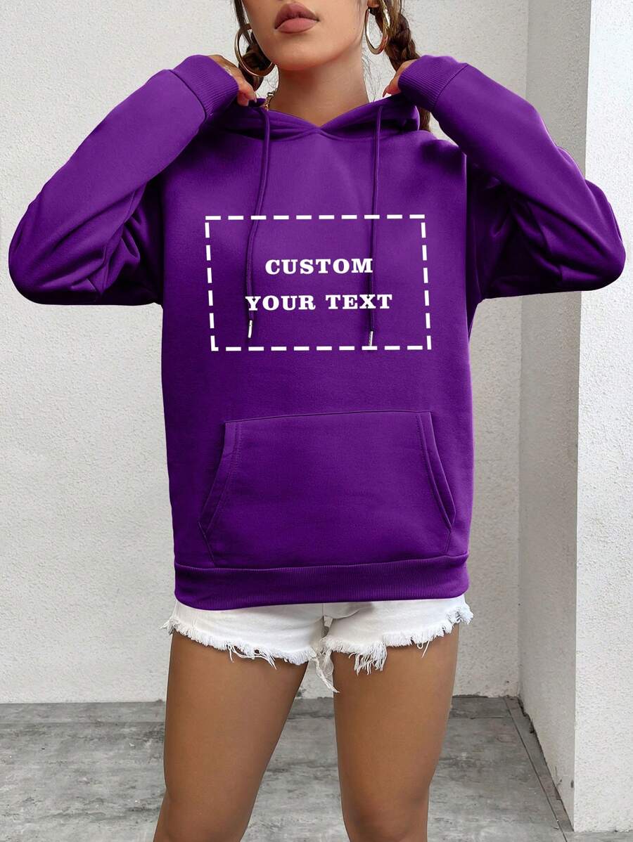 Customized Printed Drawstring Hooded Fleece Sweatshirt, Autumn/Winter