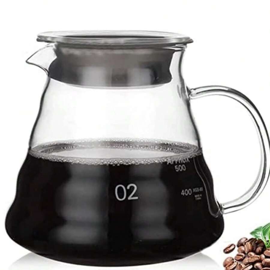 1PC Range Server Clear Range Server Clear Glass Coffee Server For Drip Coffee Maker, Standard Glass Coffee Carafe, Coffee Pot With Lid, Clear, 01 360ml(12oz) Pour Over Coffee Maker Back To School
