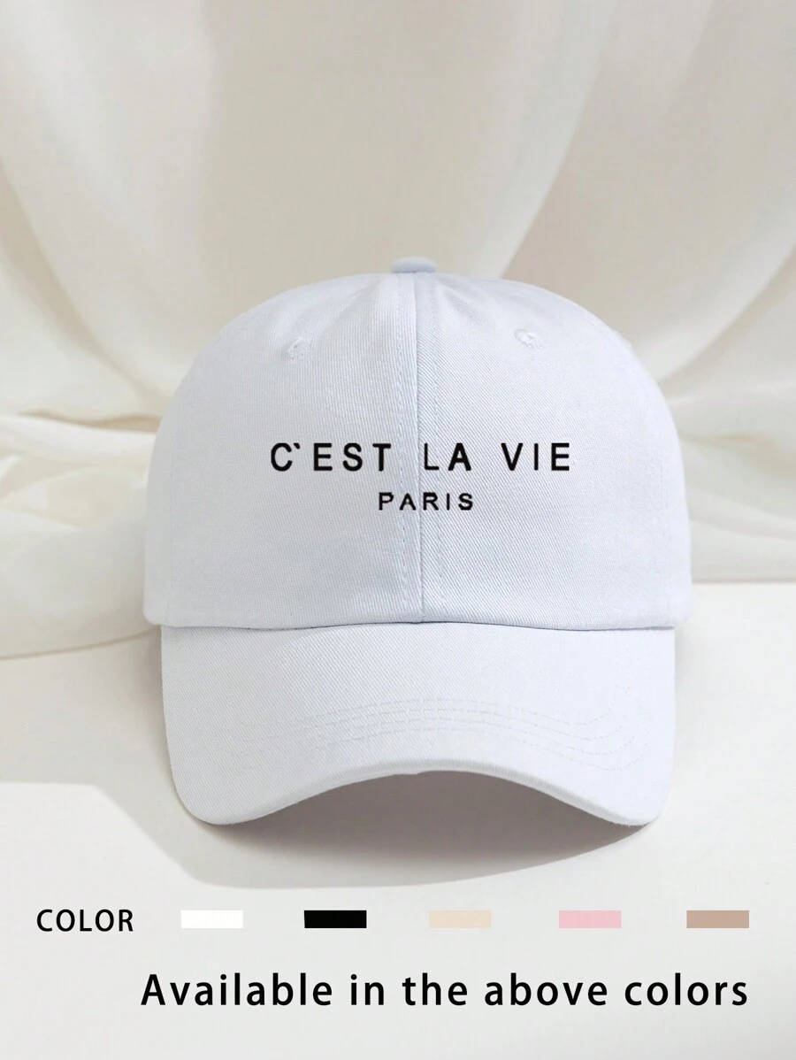 1 pièce Casquette de baseball imprimée "C'EST LA VIE PARIS", chapeau de soleil respirant et ajustable pour golf pour femmes/hommes, chapeau de soleil à bord incurvé de mode d'été, style unisexe Y2K