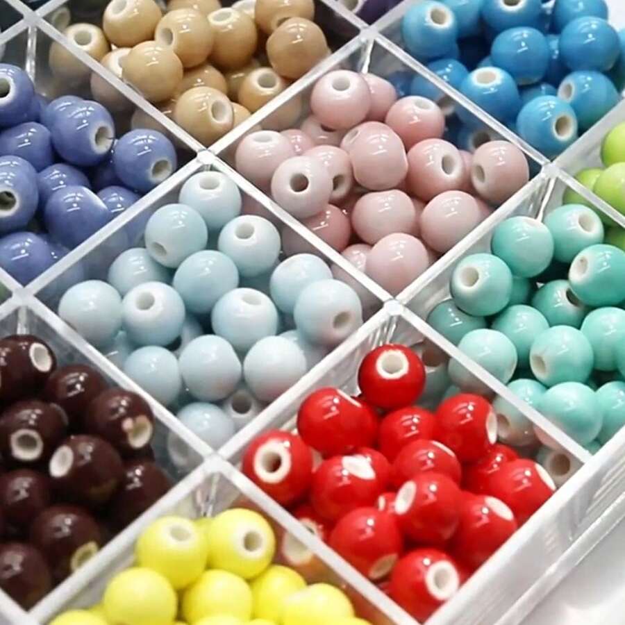 50PCS Macaron Fresh Color Ceramic Large Hole Beads, Suitable For Bracelet And Necklace Making, Perfect Gift Accessories