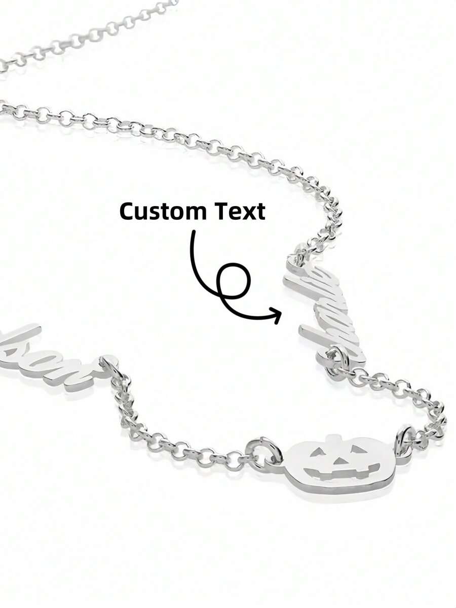 1pc Personalized Halloween Silver Gold One Name, Two Names, Three Names Family Party Style Jewelry Souvenir Gift (Custom Remarks In English Only, Other Languages Will Be Translated Into English)