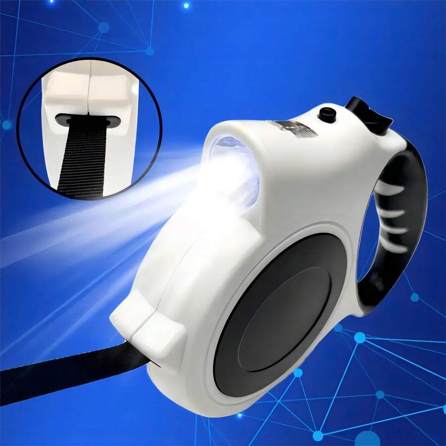 Correa retráctil con luz LED (a pilas) para mascotas, correa retráctil automática para perros y gatos de 5 metros de largo, ideal para caminar perros y gatos por la noche (ideal para gatos y perros medianos y pequeños)