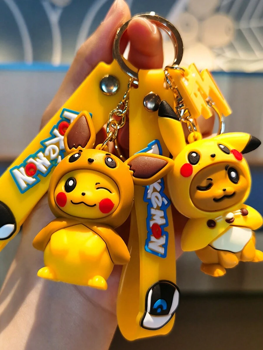 pokemon 1pc Creative Lottery Machine Keychain: Miniature Stress Relief Toy, Backpack Pendant Gift, Cartoon PVC Soft Rubber Car Bag Key Chain, Christmas Ornament