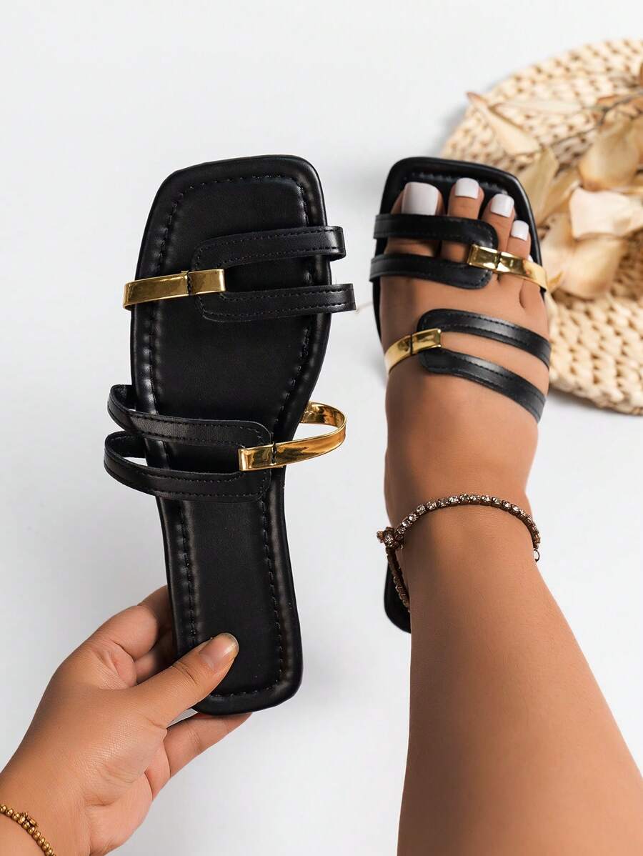 Wide Fit Women Wide Width Strap Summer New Outdoor Casual Lightweight, , Fashionable, Sexy, Versatile Classic Plus Size Fuchsia Non-Slip Flat Sandals