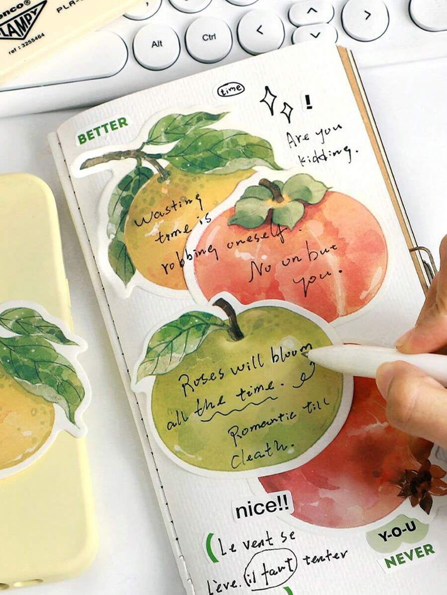 1 set de 30 feuilles de notes adhésives en forme d'extraterrestre, de la série des notes adhésives de fruits, créatives et portables. Les étudiants peuvent écrire des messages 30 fois, fournitures scolaires, rentrée scolaire