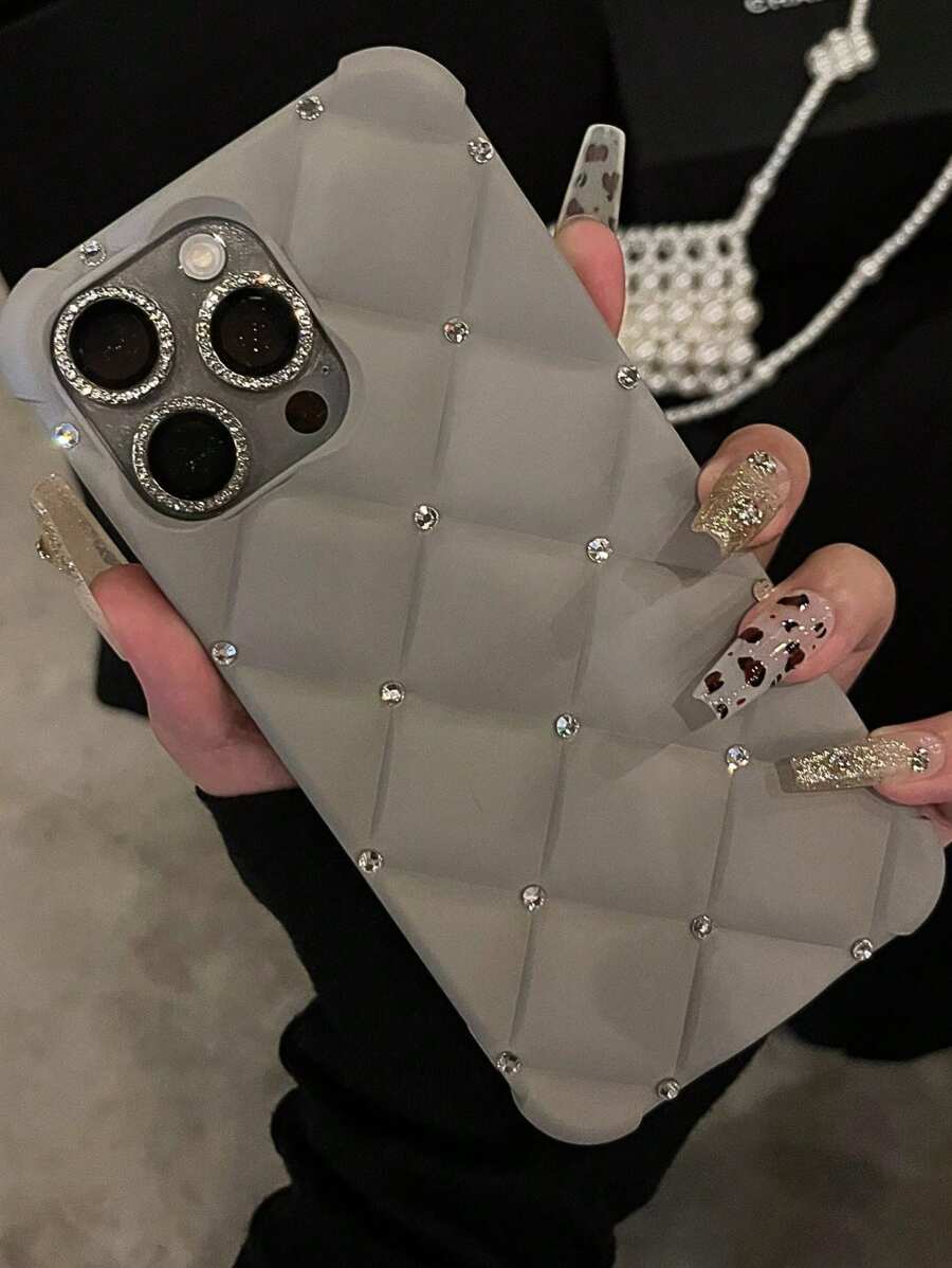 Apple Luxury Glitter Quilted With Shiny Strap Phone Case Compatible With IPhone 15 Pro Max 13 14 12 11 16