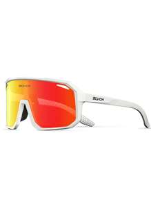 white frame red lens