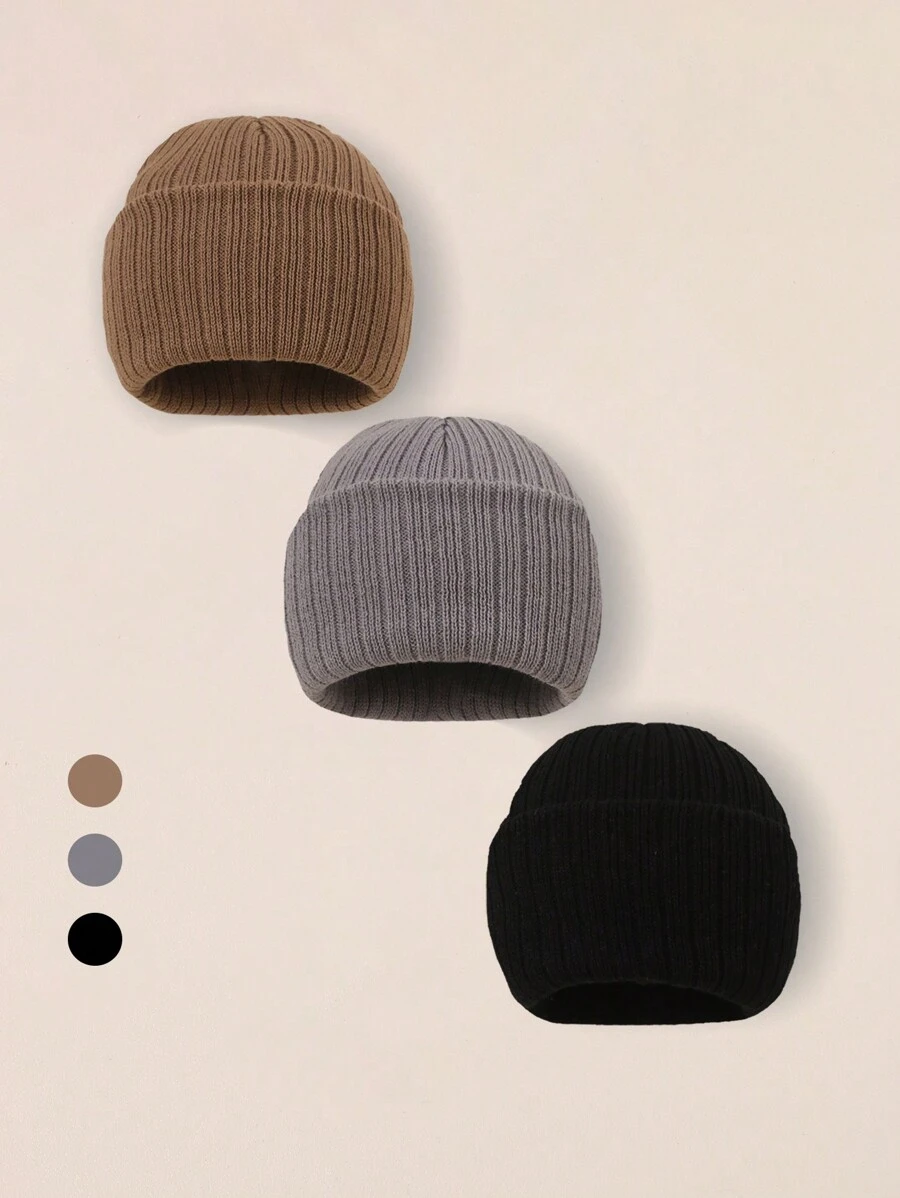Set de 3 gorros de bebé, gorros de punto cálidos de invierno para bebés recién nacidos y niños pequeños, gorro de invierno