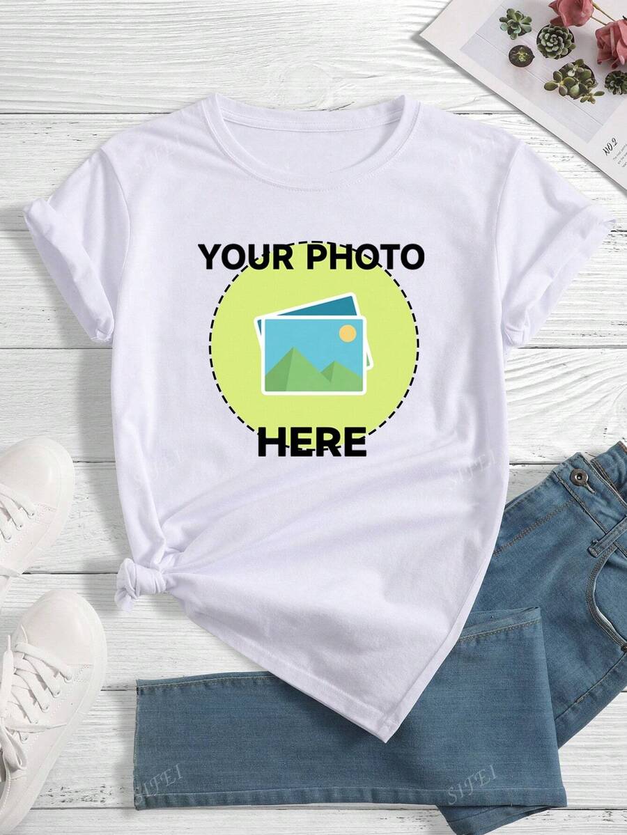 Women's Regular Crew Neck Short Sleeve Customized Graphic Printed T-Shirt