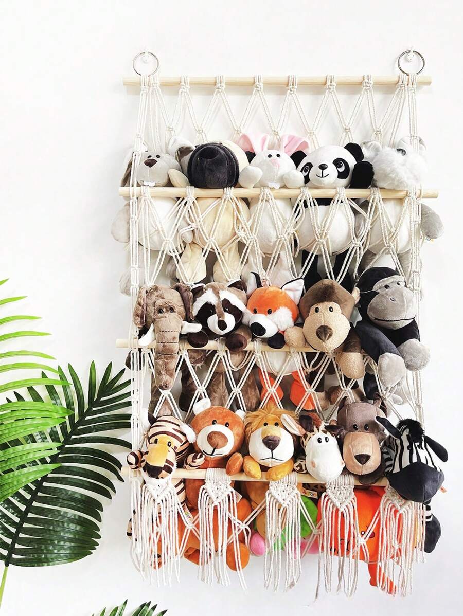 1 pieza Estantería minimalista de 3 niveles, decoración para la habitación de los niños, sostiene libros, juguetes de peluche, red de alambre Almacenamiento de amor para el Día de San Valentín