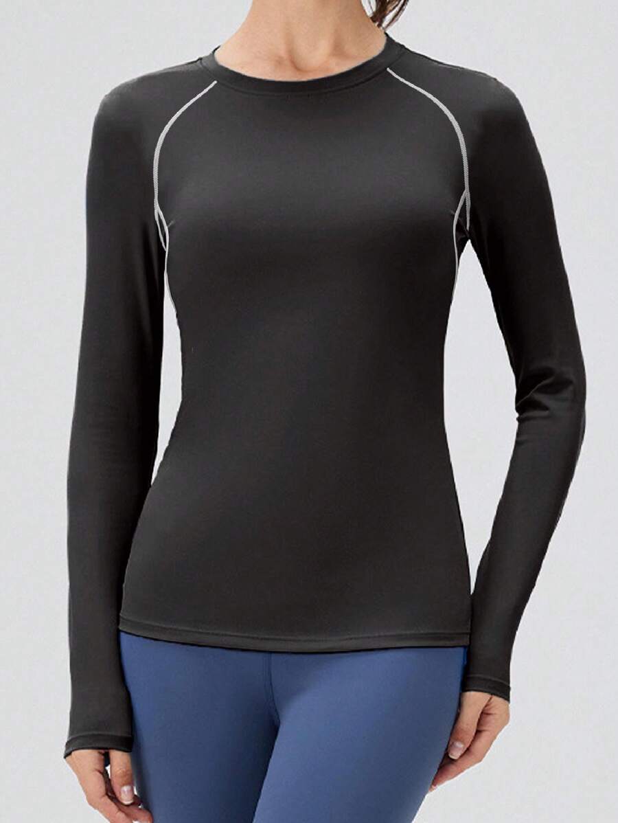 Camiseta de yoga de fitness para mujeres, camisa de secado rápido para correr, gimnasio y entrenamiento, capa base elástica y compresiva