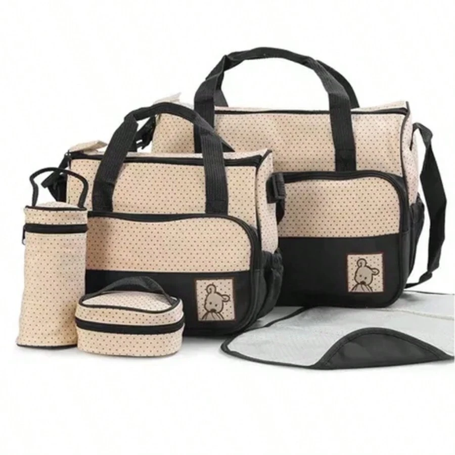 Set 5 Bolsas Pañalera Con Cambiador Bebe Botella Viaje Multiuso Mochila Articulos Unisex Para Bebes Muñecas Termica Impermeable De Maternidad Para Carreola Accesorios Backpack Moderna Colore Divertidos Bonitos Practico Facil De Utilizar