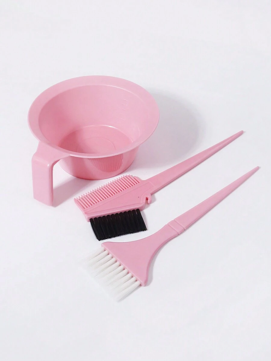 3pcs Hair Coloring Set, Includes Dye Brush, Tinting Bowl And Applicator Bottle, Suitable For Salon Use, Hair Tools, Hair Products And Accessories For Barber Salon Beauty Travel Essentials