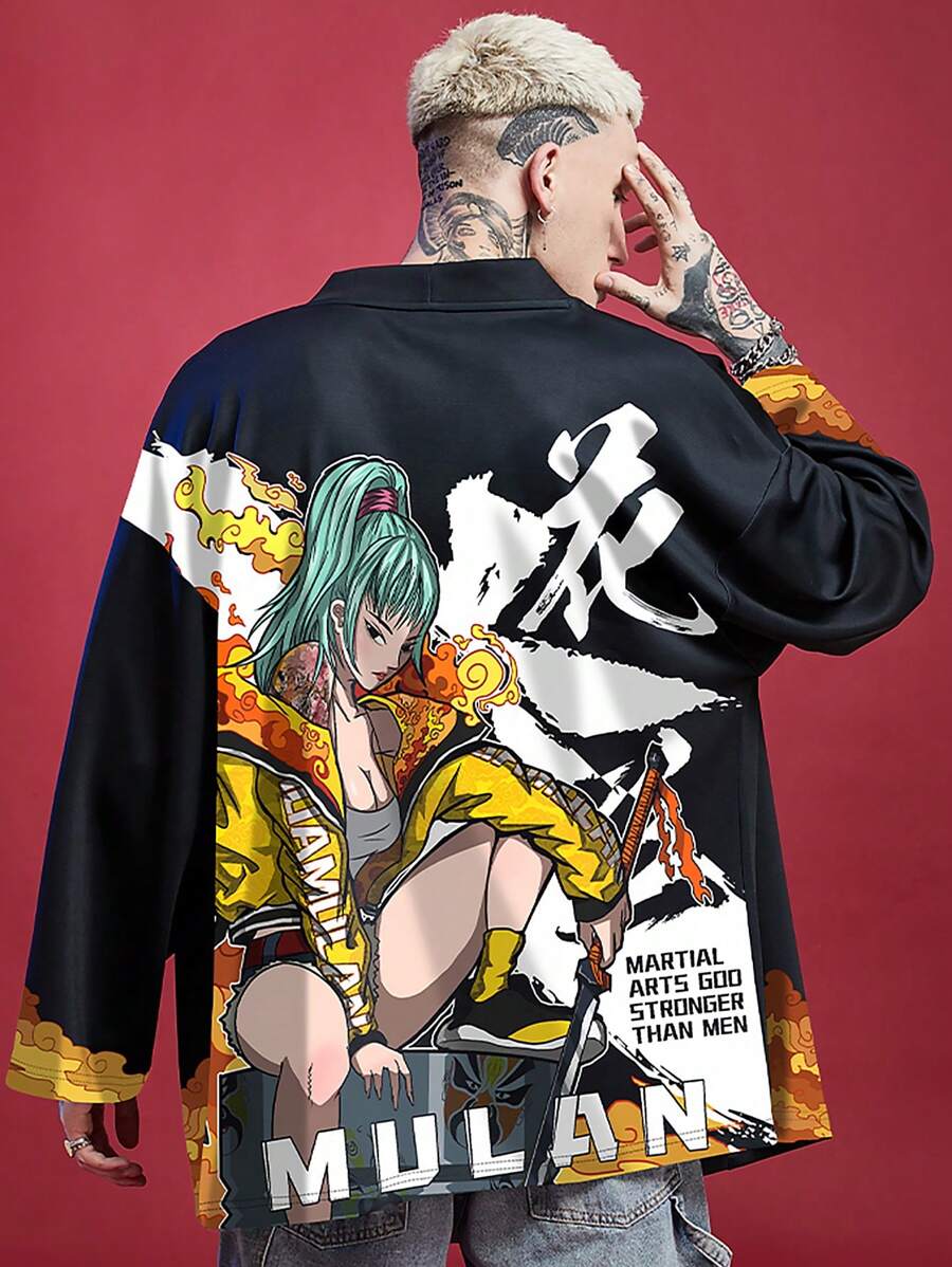 Chiński styl Hua Mulan nowoczesny modny wzór uliczne spotkanie wszystkie pory roku plus rozmiar męski szlafrok kimono