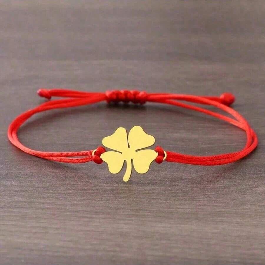 Pulseiras de aço inoxidável da moda trevo trançado à mão corda da sorte pulseira de charme da moda para mulheres joias presentes de festa