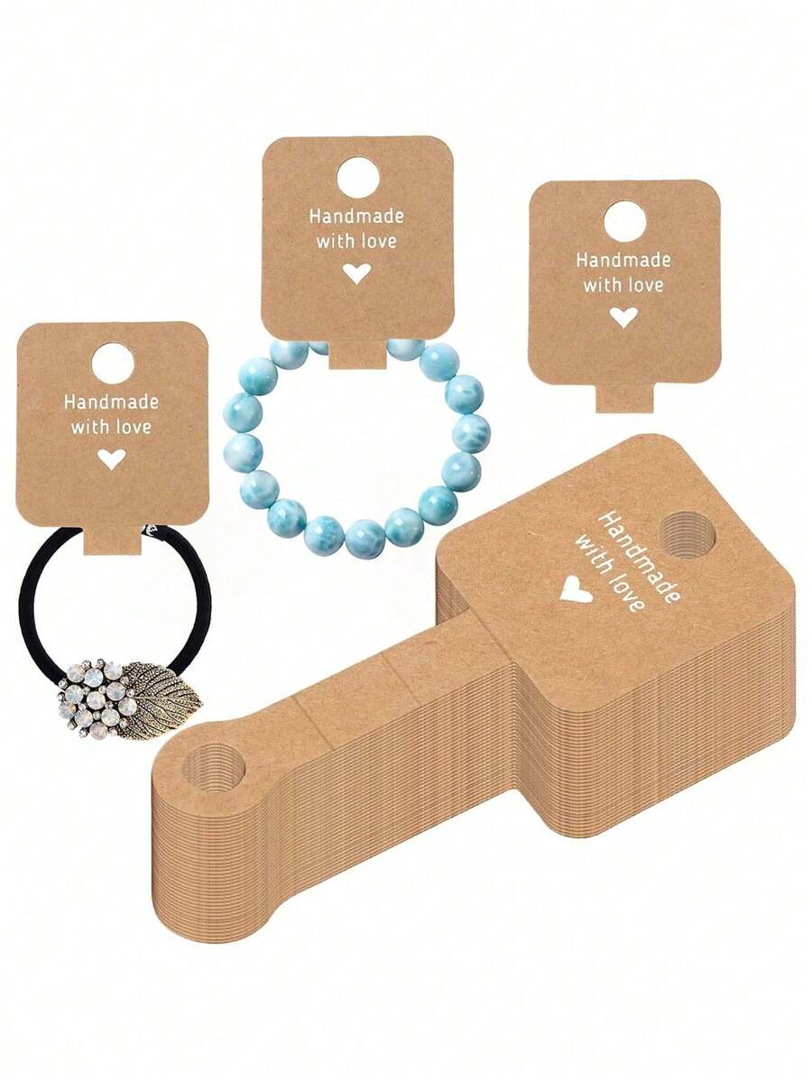 25/50/100pcs-Earring Display Cards Brown Jewellery Bracelet Display Cards Kraft Paper Jewellery Display For Necklaces, Bracelets, Anklets, Hair Rings, Jewellery Hanging Labels,