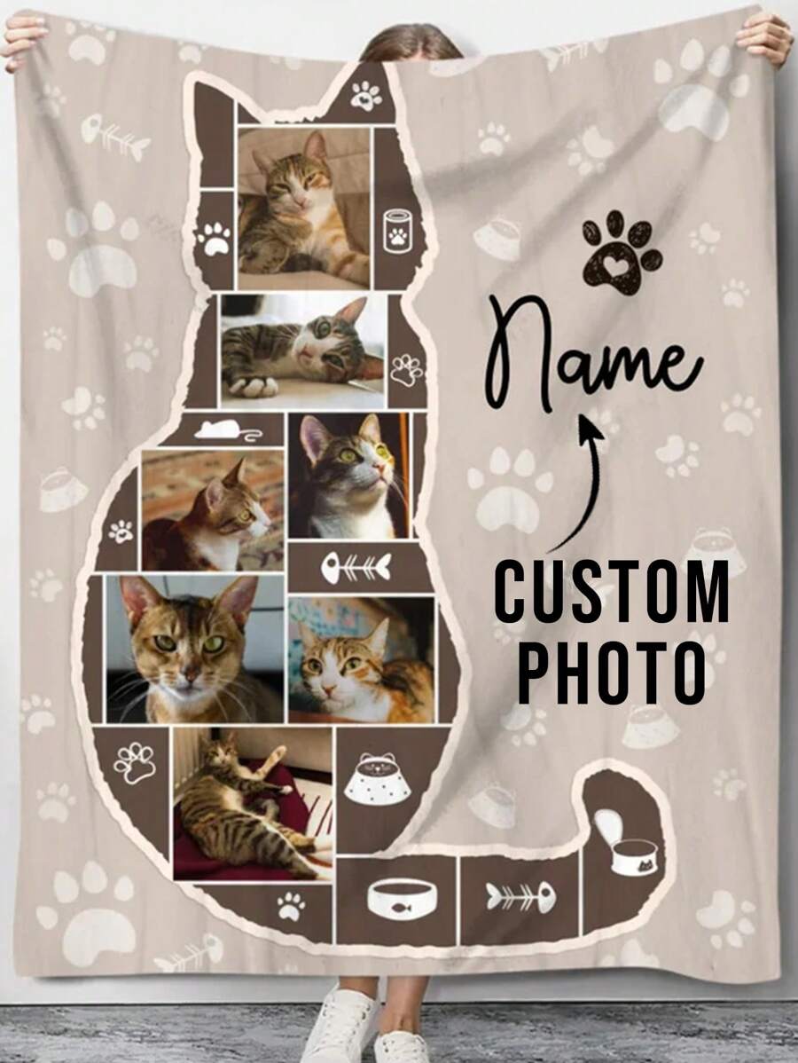 1 Stück individuell bedruckter Flanell-Decke mit Namen, personalisierte Decke mit Bild/Text, individuelle Tier-Bettwäsche Decke mit Katzen-Motiv, Collage-Decke, Decke für beste Freunde, kuscheligen Decke, Weihnachtsgeschenk, Familienfotos Geschenk, Hochzeitsgeschenk, Geburtstaggeschenk, Muttertags-Geschenk, Vatertags-Geschenk für Sofa, Bett, Auto, Teeraum, Schlafzimmer, Wohnzimmer
