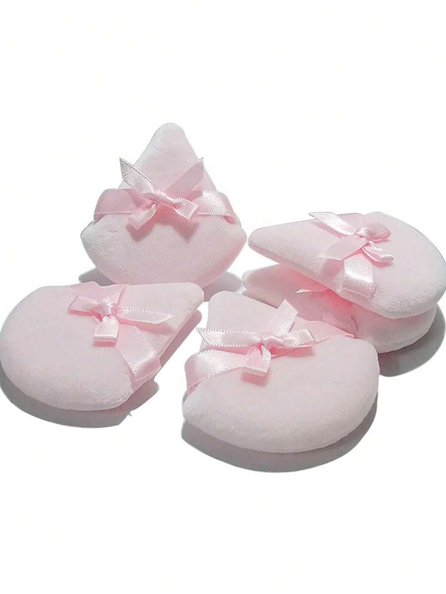 Set de 5/10/20/50 piezas de Esponja de Maquillaje en Forma de Triángulo con Decoración de Lazo para Polvo Suelto y en Polvo Mineral (Color Rosa)