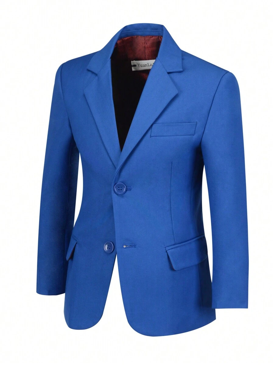 Veste de costume de gentilhomme à manches longues avec col châle bleu marine pour préado