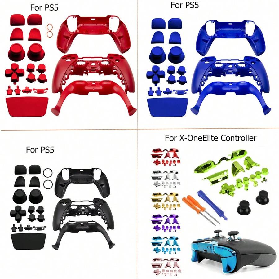 TOPWOLF DIY Full Set Housing Shell Front Back Cover Case Skin Decorative Strip Buttons Kit For PlayStation 5 PS 5 Controller