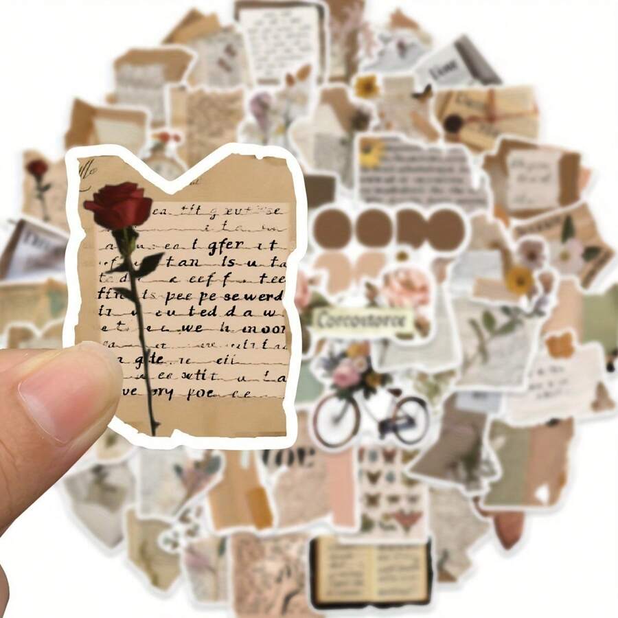 50 piezas Pegatinas decorativas estéticas marrones para monopatín - Adhesivos impermeables creativos para refrigerador, cuaderno, funda de teléfono y vaso de agua