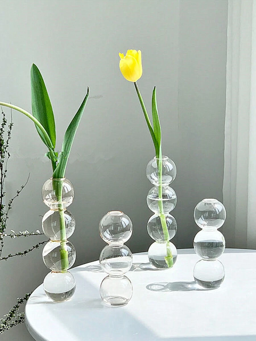1 Stück Glas Blasen Hydroponik Vase, einzigartiger kugelförmiger Glas Blumenvase, kreative niedliche Einzelknospen Flasche, geeignet für Heimdekoration, Hochzeitstisch Mittelstücke