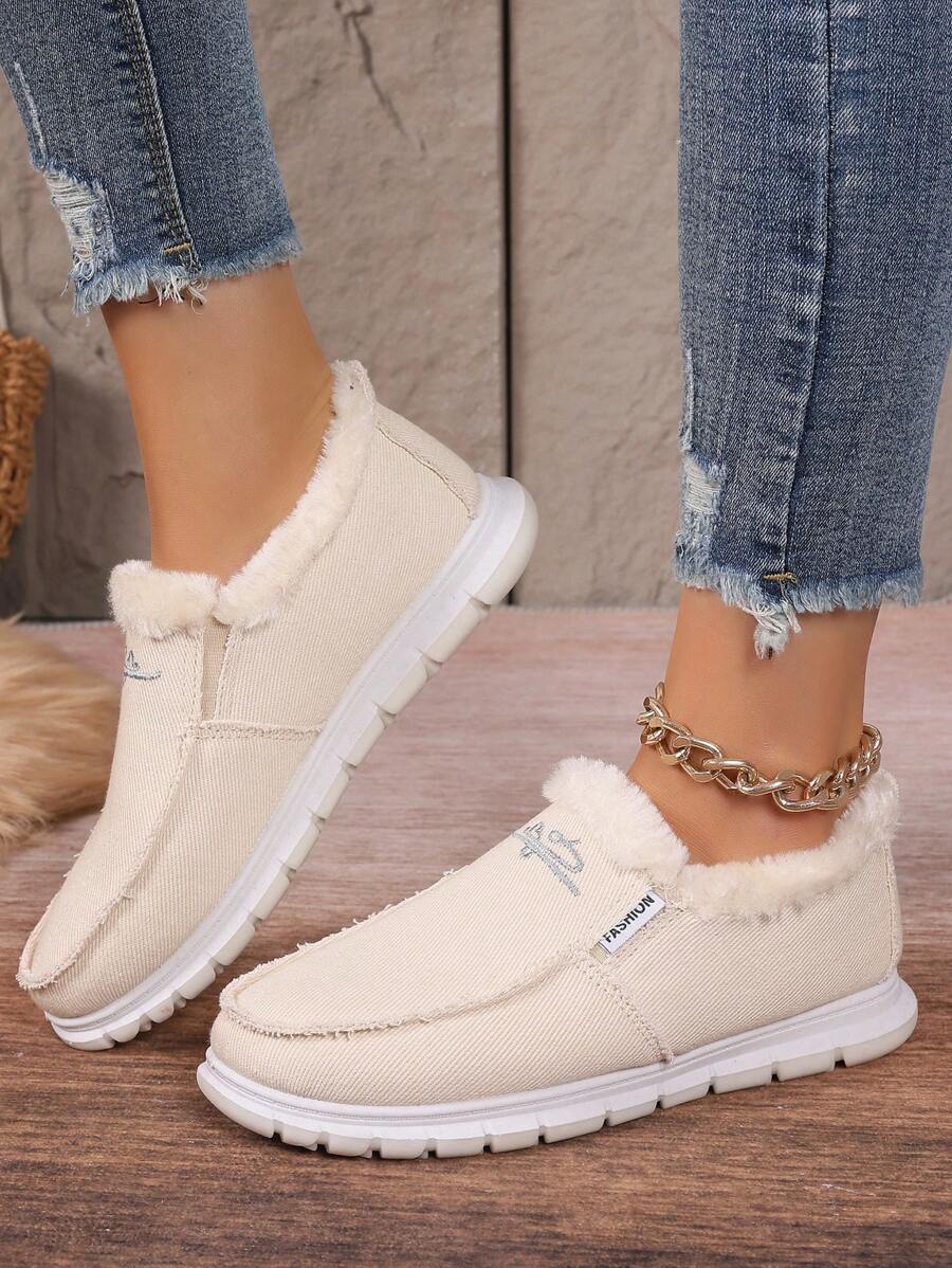 Women's Fashionable Thick Sole Sneakers, Casual Outdoor Warm Shoes, Comfortable Low-Top Sports Shoes, Suitable For Autumn Winter