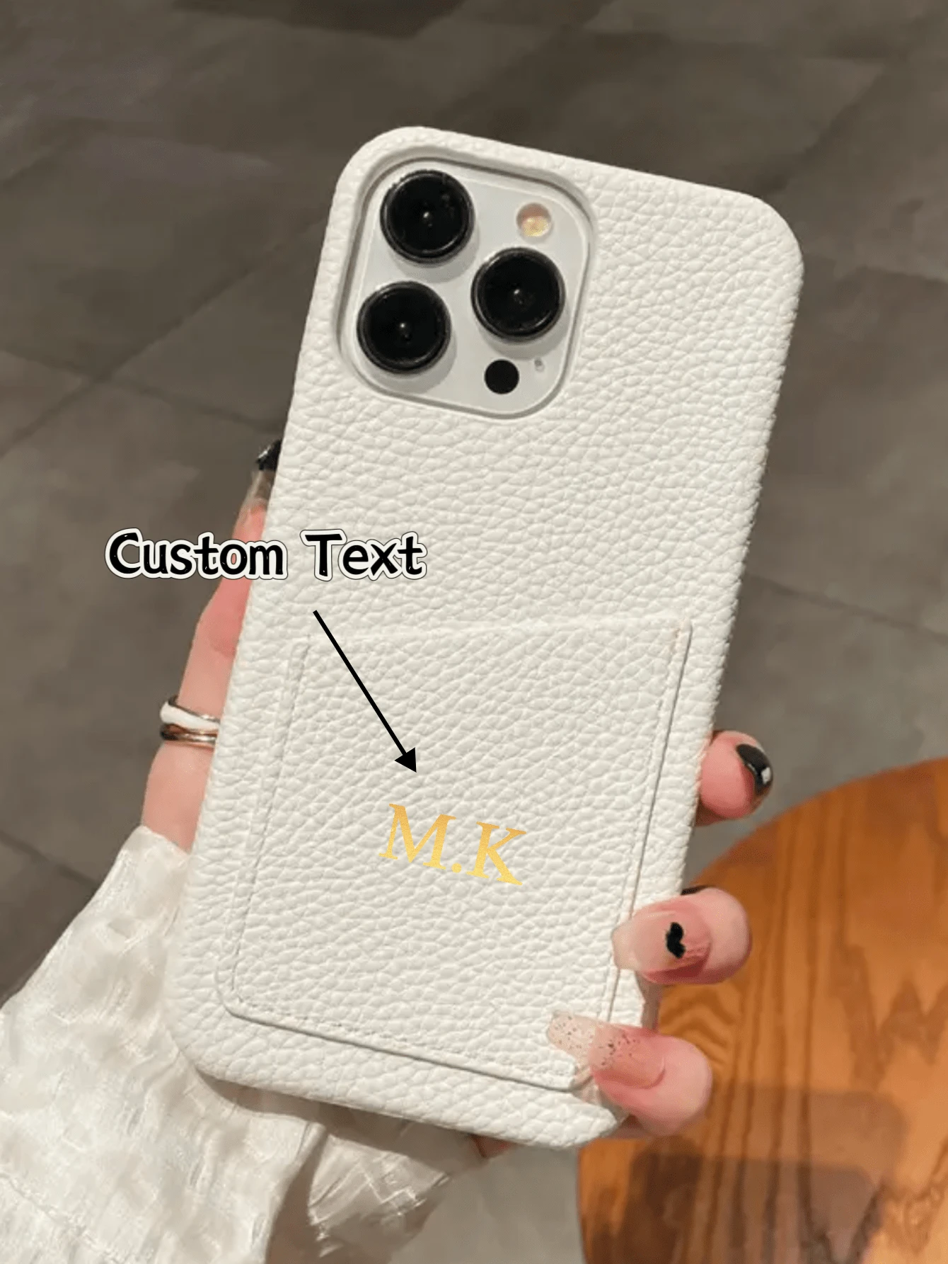 1pc Personalized Initial Custom DIY Name Leather Card Slot Hard Case Compatible With Iphone 16 15 14 Pro Max 11 12 13 X S XR Plus, Great Gift For Valentine's Day, Birthday, Holiday, Men Or Women, Customized Gift, Anniversary, Wedding, Parents (PU Leather, Foil Print)