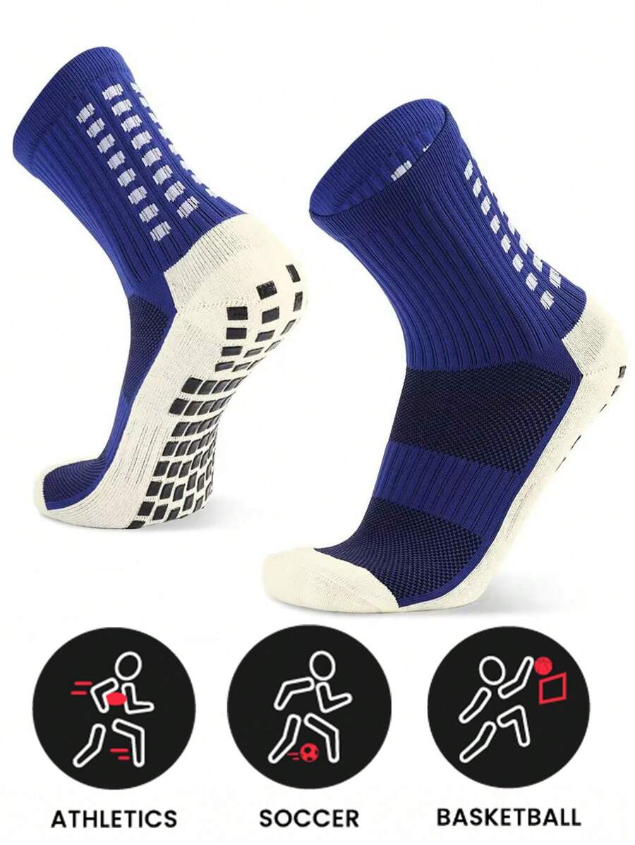 FLSHMCEN 1pair Geometric Pattern Breathable Sweat Absorbent Quick-drying Seamless Athletic Socks