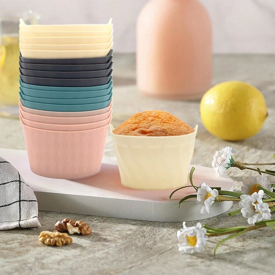 4Pcs/8Pcs Silicone Baking Air Fryer Cup, Reusable Silicon Air Fryer Baking Liner, Replace Disposable Parchment Paper Square Shaped Liner, Silicone Muffin Cups For Baking Cake Egg Tart Pudding Baking- Kitchen Air Fryer Accessory