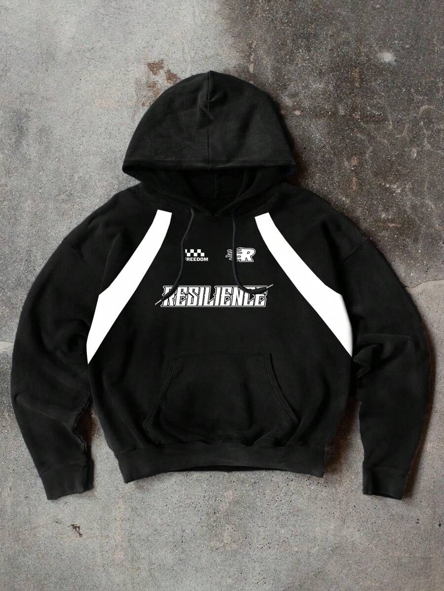 Moletom com Capuz Masculino Estampado com Letra Engraçada e de Hip Hop
