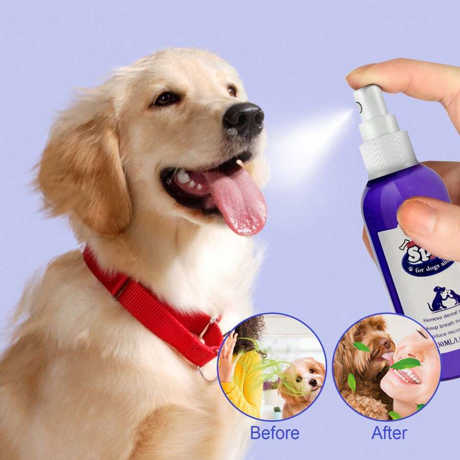 1pc Pet Teeth Cleaning Spray, Cat Dog Breath Freshener, Removes Tartar, Oral Care, Effective, No Brushing Required, 30ml