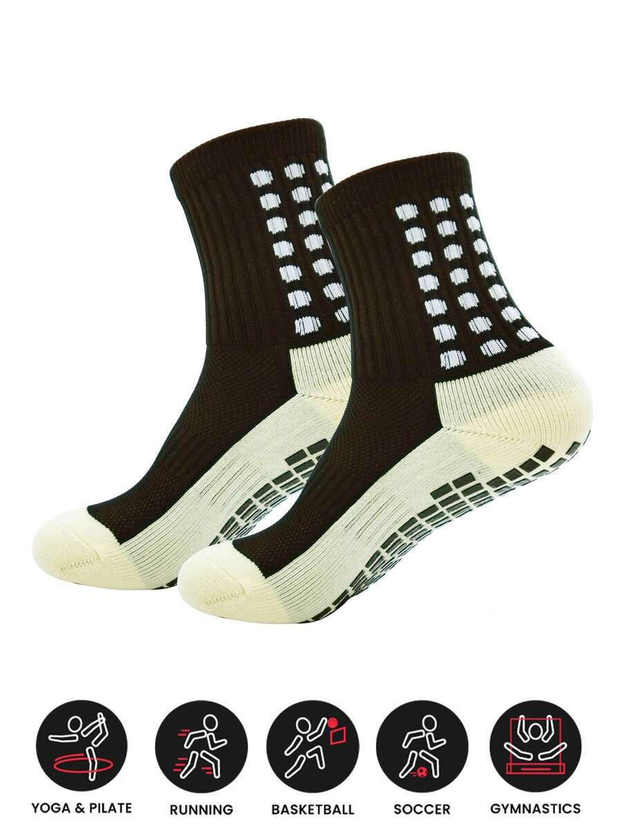 Teens/Young Women's Small Size 34-38.5 Non-Slip Mid-Calf Football/Soccer, Trampoline, Running, Hiking, Exercise, Baseball, Basketball, Tennis Sports Socks, Moisture-Wicking