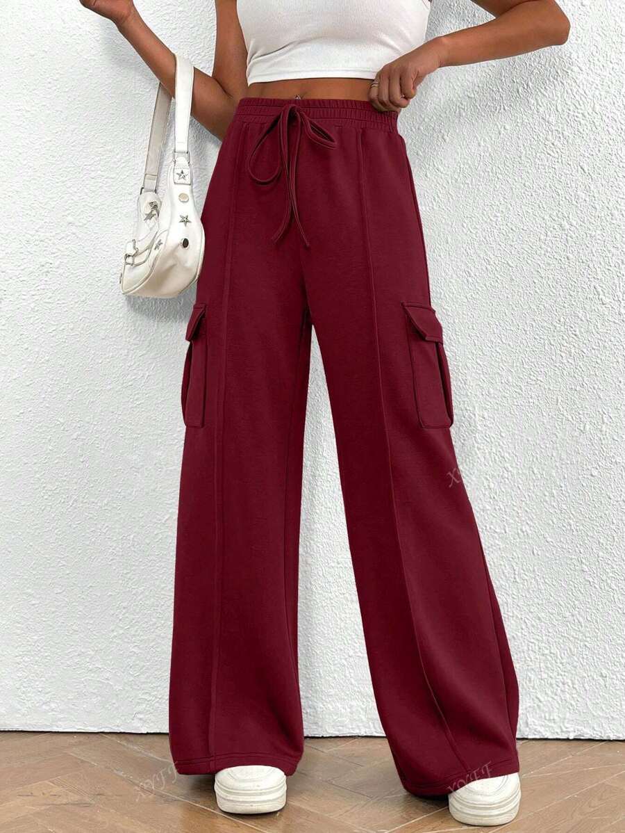 Pantaloni de trening casual, largi, cu talie cioplata de dama, toamna iarna