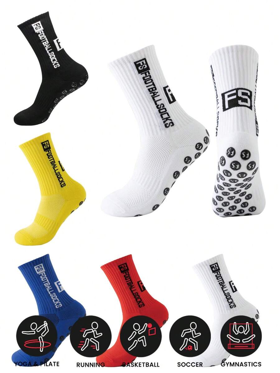 Sports Outdoor New FS Soccer Socks, Round Silicone Non-Slip Football Socks, Unisex Sports Baseball Rugby Socks