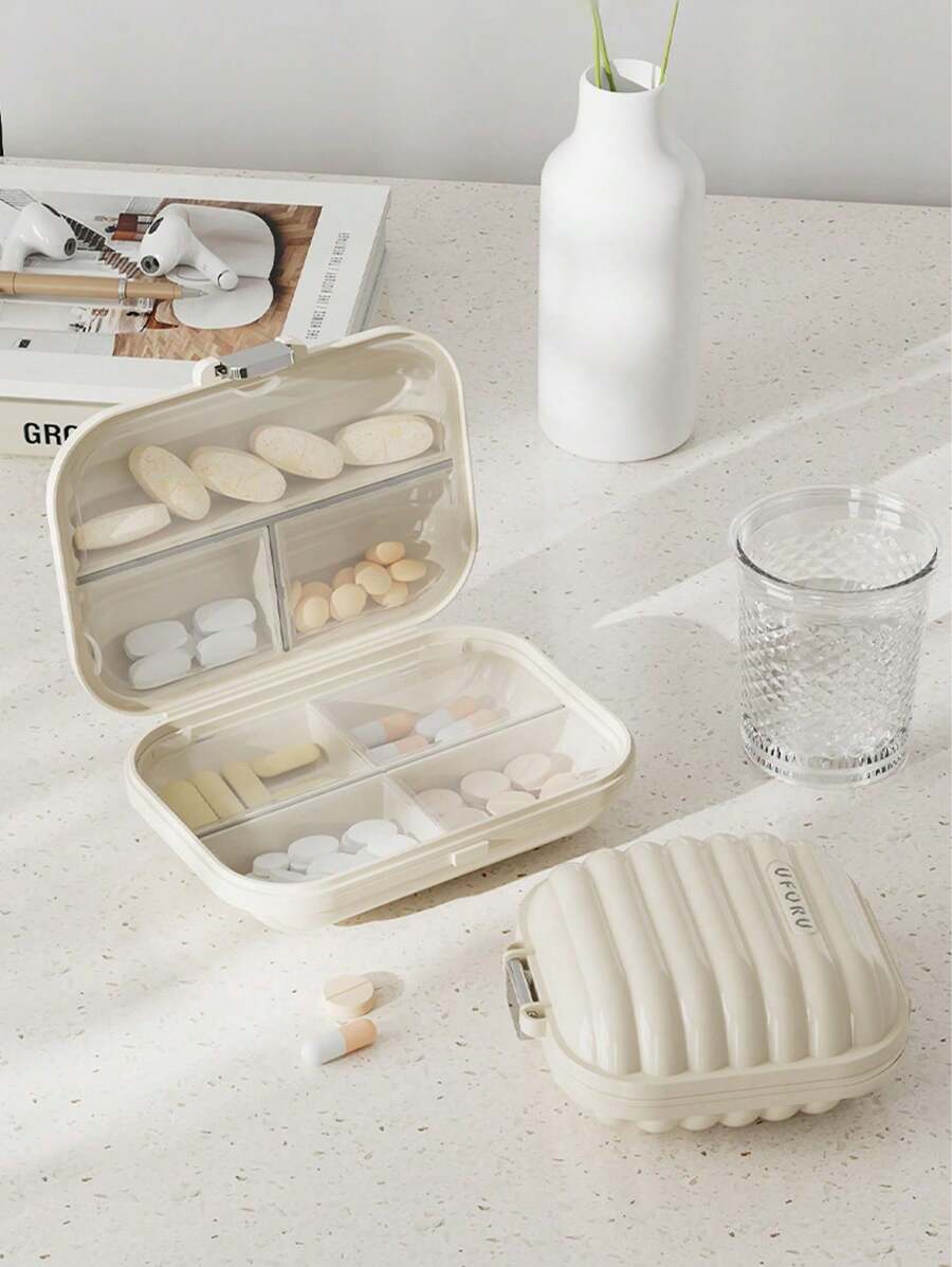 1pc Cream Pill Boxes Portable Dispensers Outdoor Travel Carry-On Sealed Lightproof Medicine Dispensing Organizer A Seven Days A Week For Women Men Travel Essential And Students Back To School Emergency Bag Medical Assistant Camping Medical Pill Case Pill Organizer Pill Container Medicine Box Plastic Containers