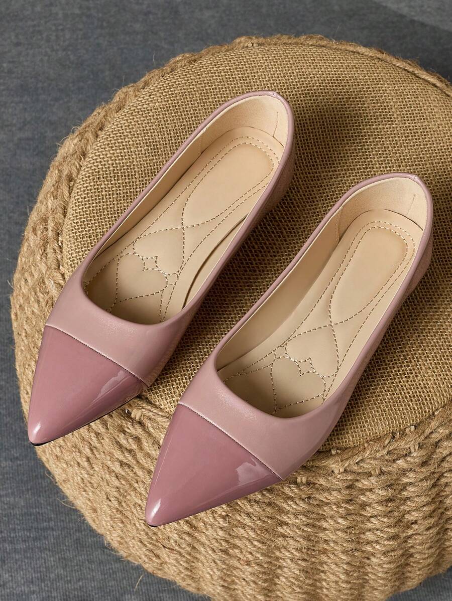 Women's Fashion Pointed Toe Patchwork Flats Casual High-End Party Shoes, Purple