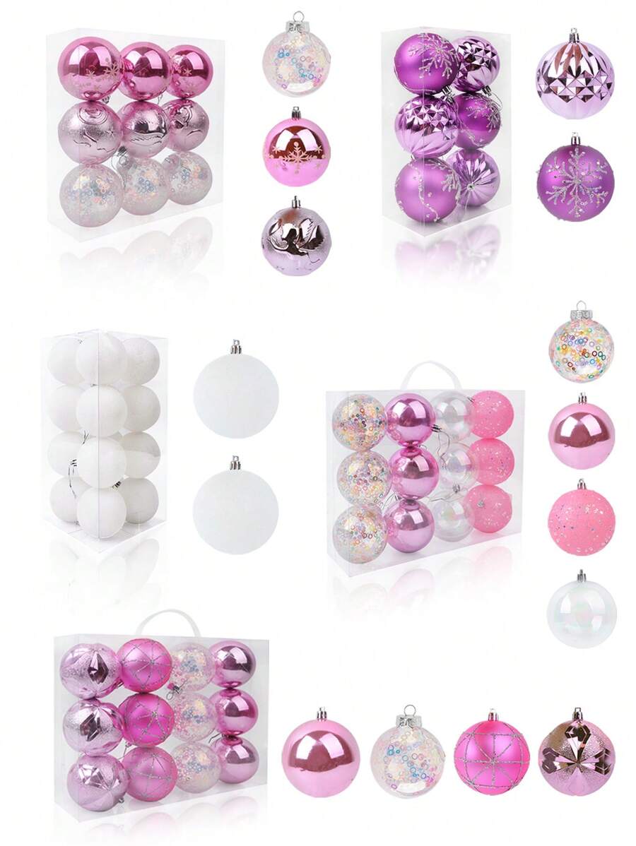 9PCS Christmas Ball Ornaments Shatter Proof Christmas Tree Hanging Decoration Flash Balls Thanksgiving Christmas Wedding Party DIY Wreath Decoration