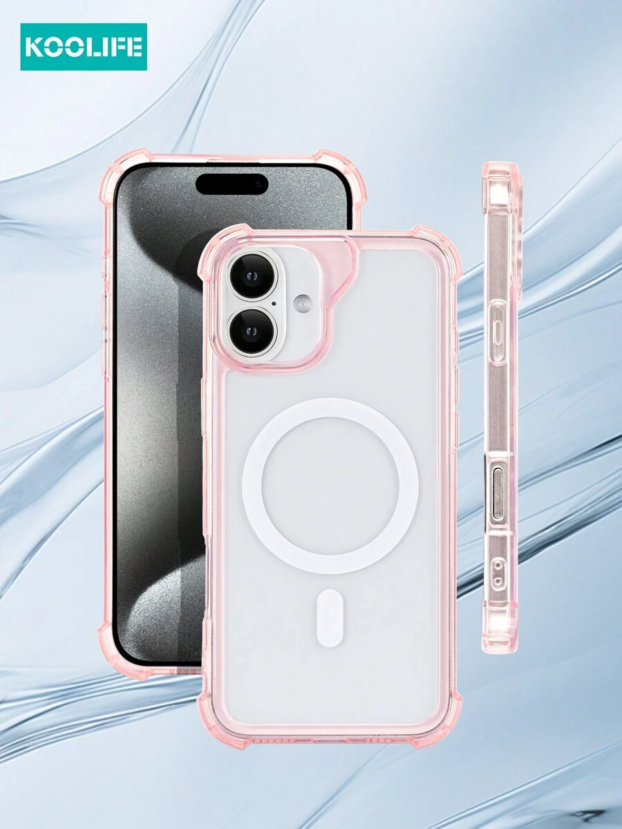 1pc Koolife Angel Eye Large Hole Transparent Shockproof Magnetic Phone Protective Case, Four Corner Anti-Drop Compatible With Iphone 16/16 Pro/16 Plus/16 Pro Max/11/12/12 Pro/12 Pro Max/13/13 Pro/13 Pro Max/14/14 Plus/14 Pro/14 Pro Max/15/15 Pro/15 Plus/15 Pro Max