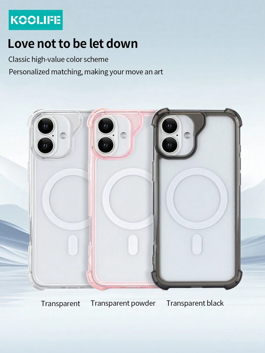 Apple Koolife 1pc Angel Eye Large Hole Transparent Anti-Drop Magnetic Protective Phone Case, Four Corner Anti-Drop Compatible With IPhone 16/16pro/16plus/16promax/11/12/12pro/12promax/13/13pro/13promax/14/14plus/14pro/14promax/15/15pro/15plus/15promax