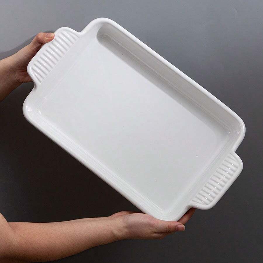 1pc White Ceramic Baking Dish With Handles, Large Lasagna Pan Deep For Oven, Oven Safe And Durable Bakeware For Lasagna, Wedding Gift