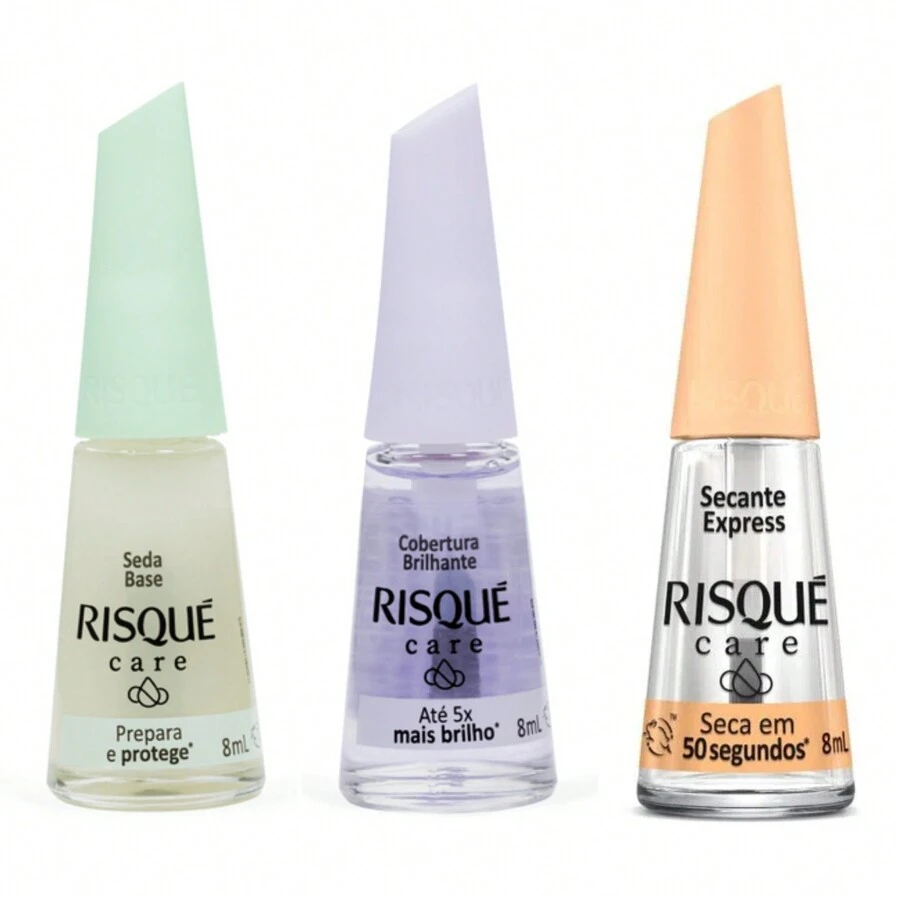 Kit Esmalte Risque Care Base + Cobertura + Secante Express Festa Junina