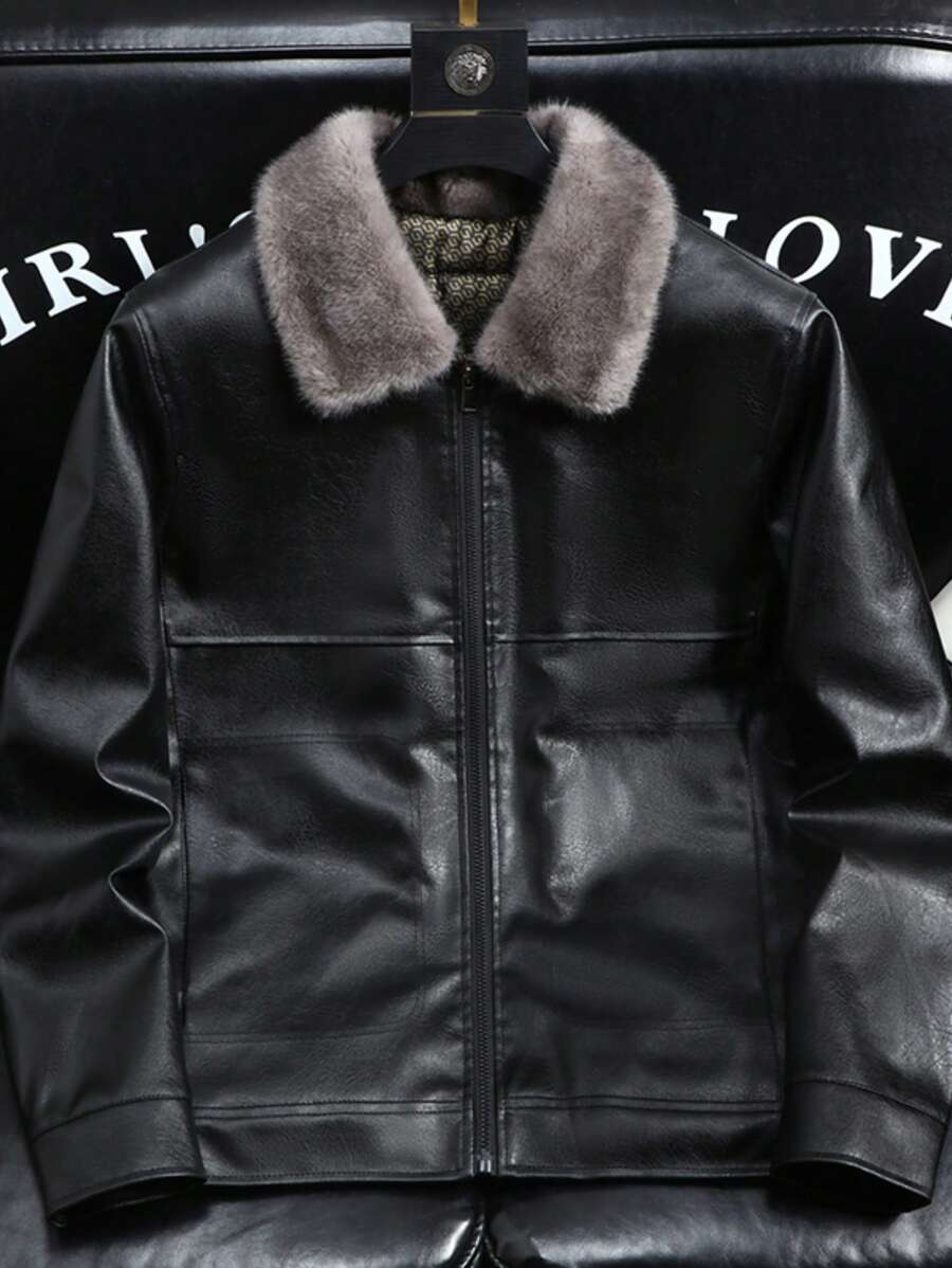 Luxury Faux Leather Jacket With Camel Lining For Men, Warm, Fashionable, Suitable For Autumn/Winter