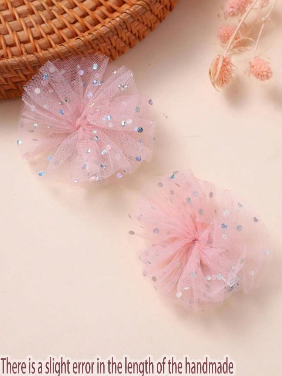 2pcs Girls Sequin & Flower Decor Fashion Alligator Hair Clip For Hair Decoration